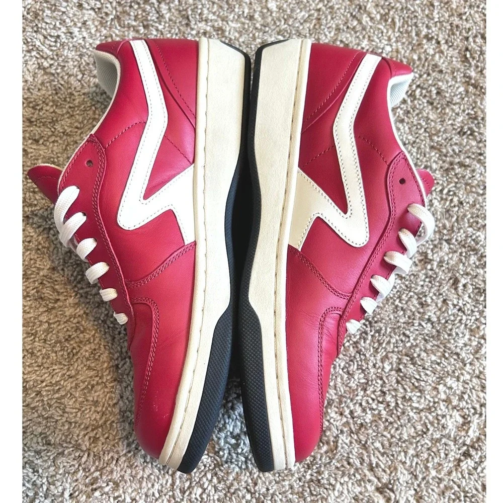 Rag & Bone Retro Court Low Top Sneakers Red Leather White Logo SZ 40